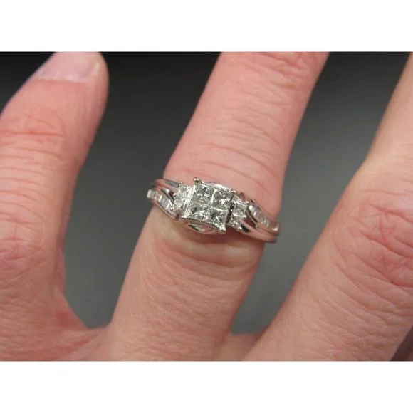Size 6.5 10K White Gold 2.4 Total Carat Weight Of Natural Diamonds Band Ring - Picture 5 of 10